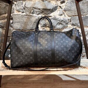 Louis Vuitton Monogram Eclipse Keepall Bandoulière 55 Duffle Bag